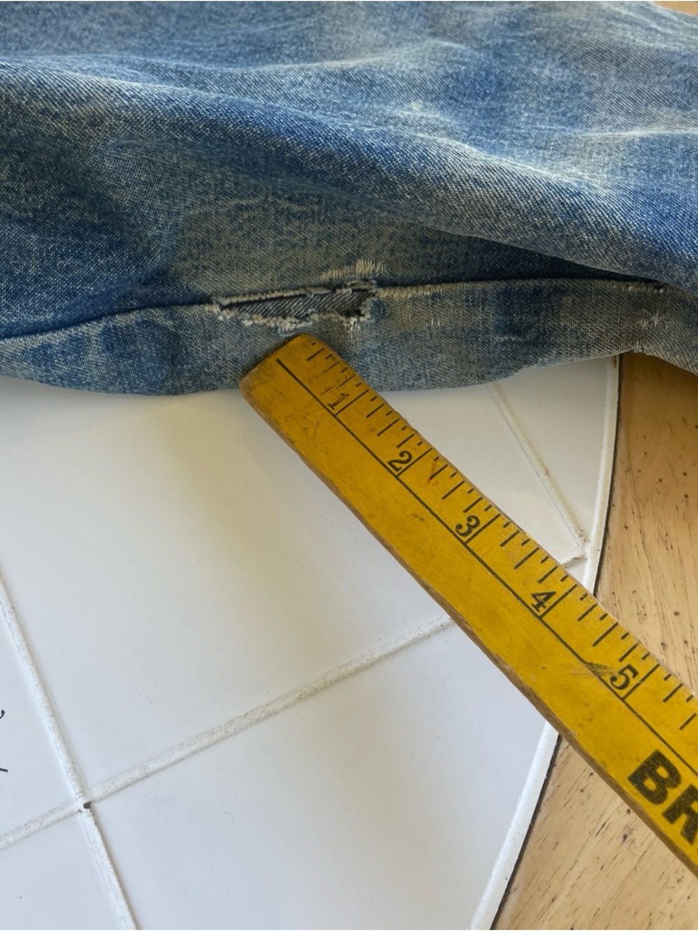 Vintage Big Ben Wrangler Denim Bomber Jacket M Chore Coat Workwear Distressed - Picture 11 of 16